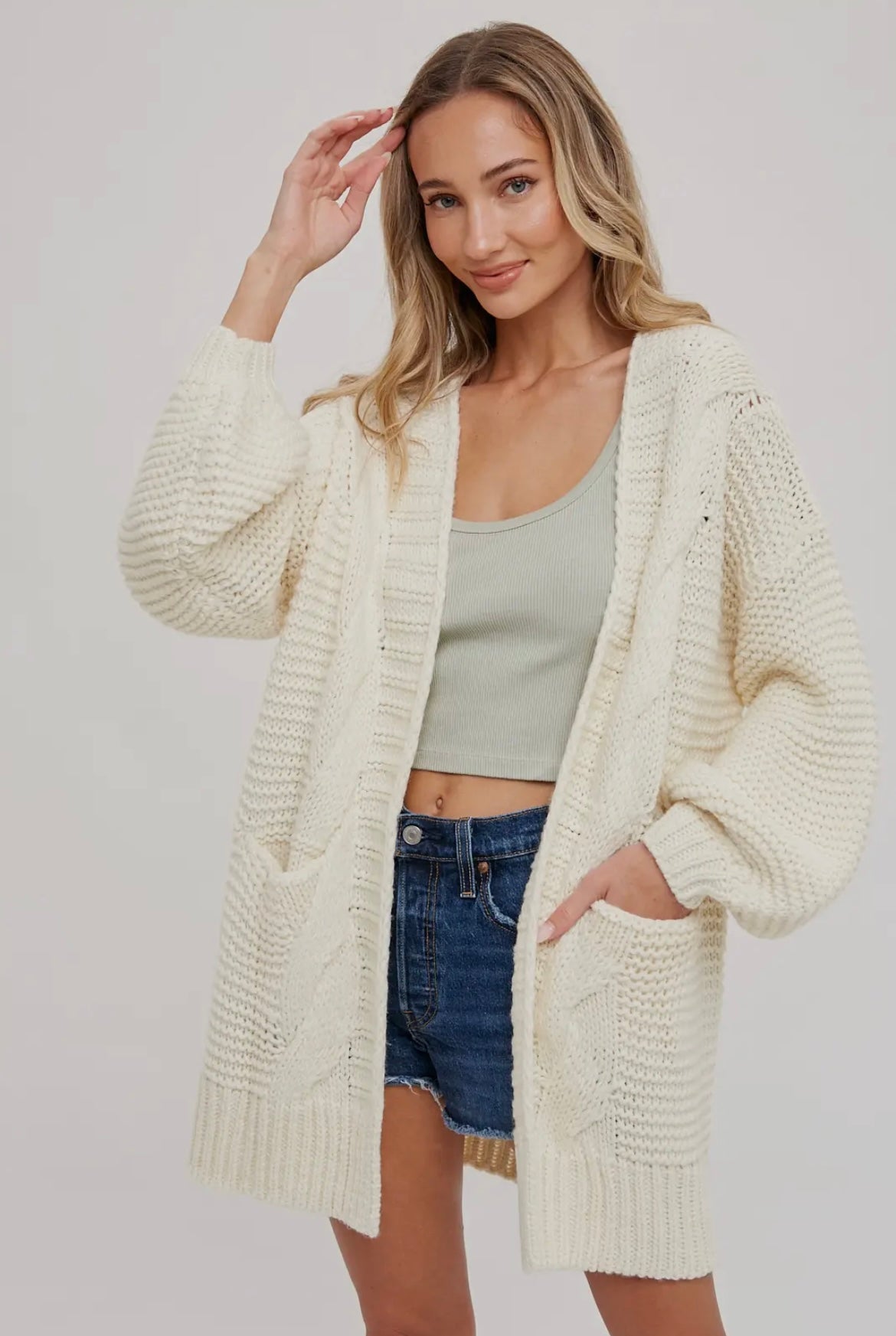 Lantern Sleeve Cardigan