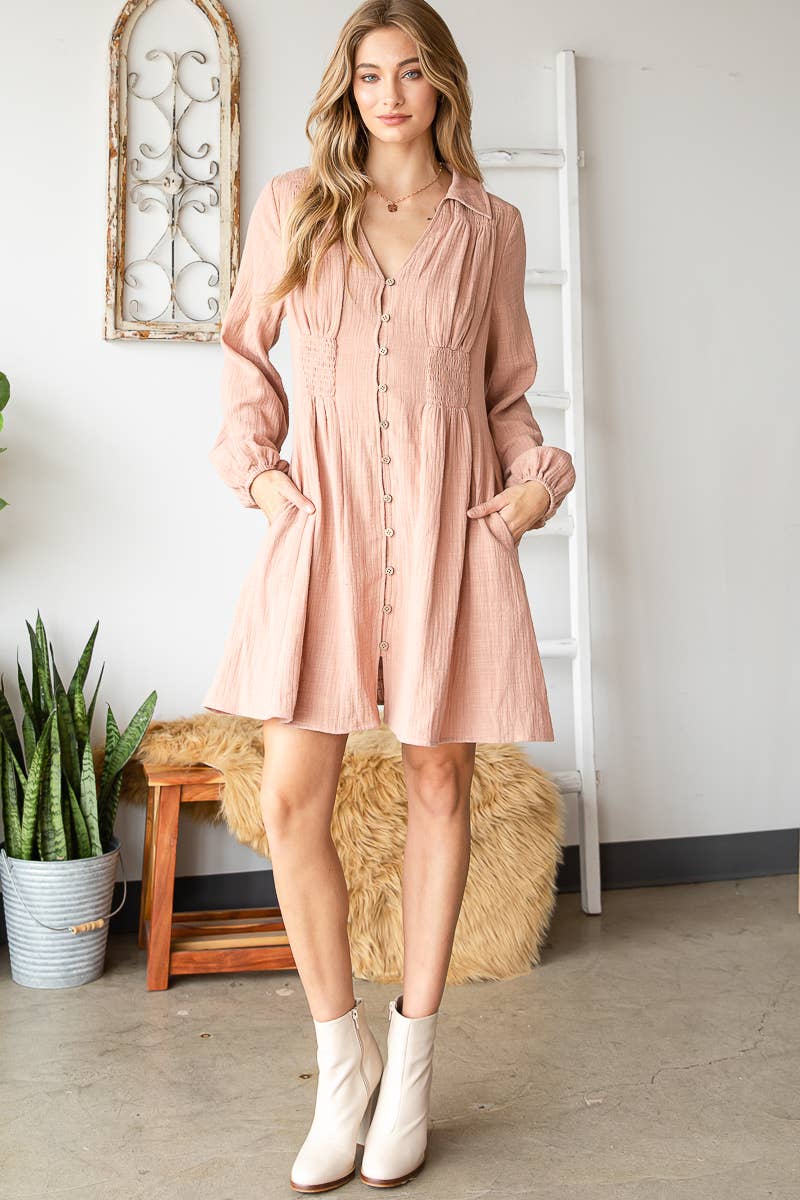 Gauze Button Down Dress