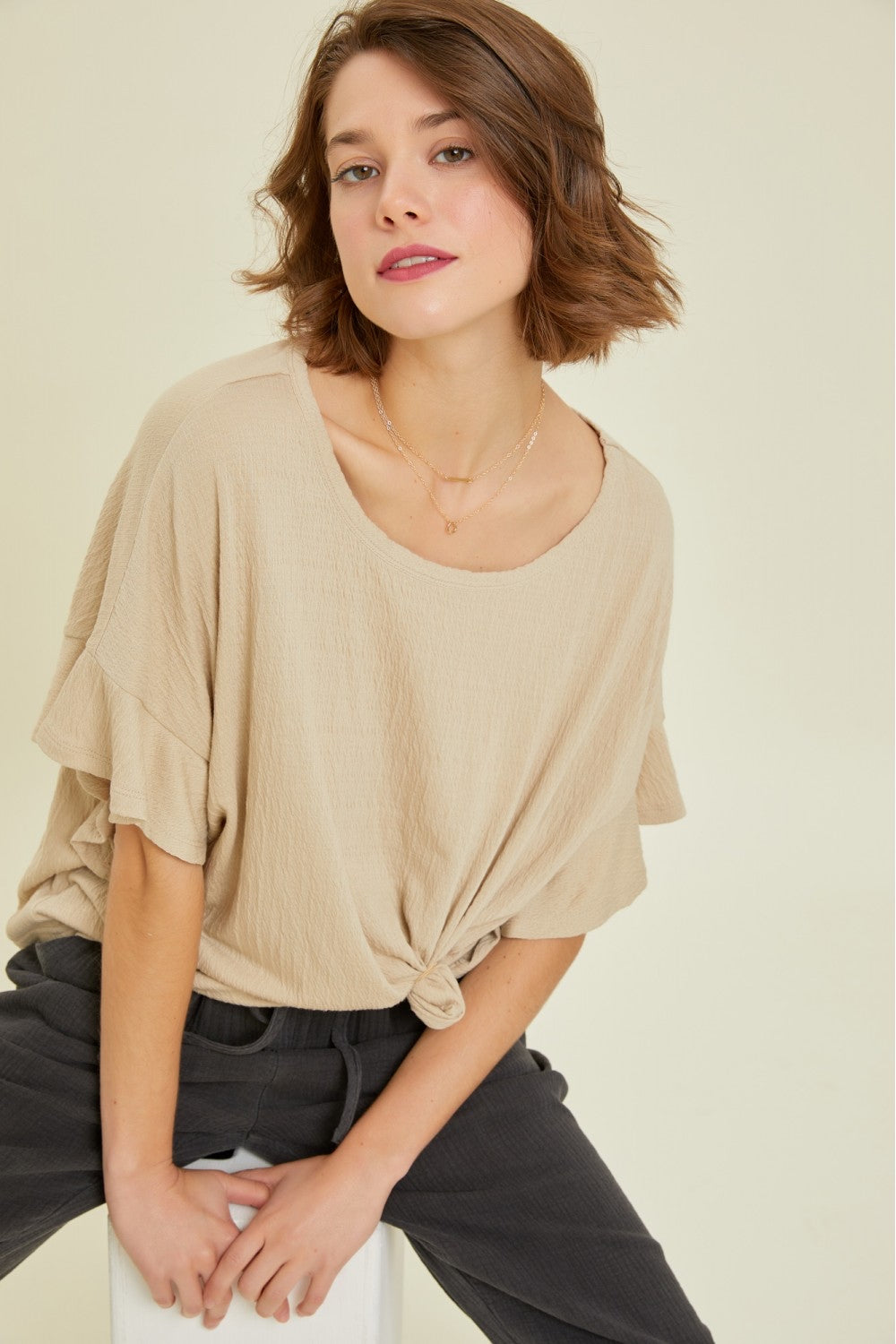 Soft Textured-Knit Oversized Top