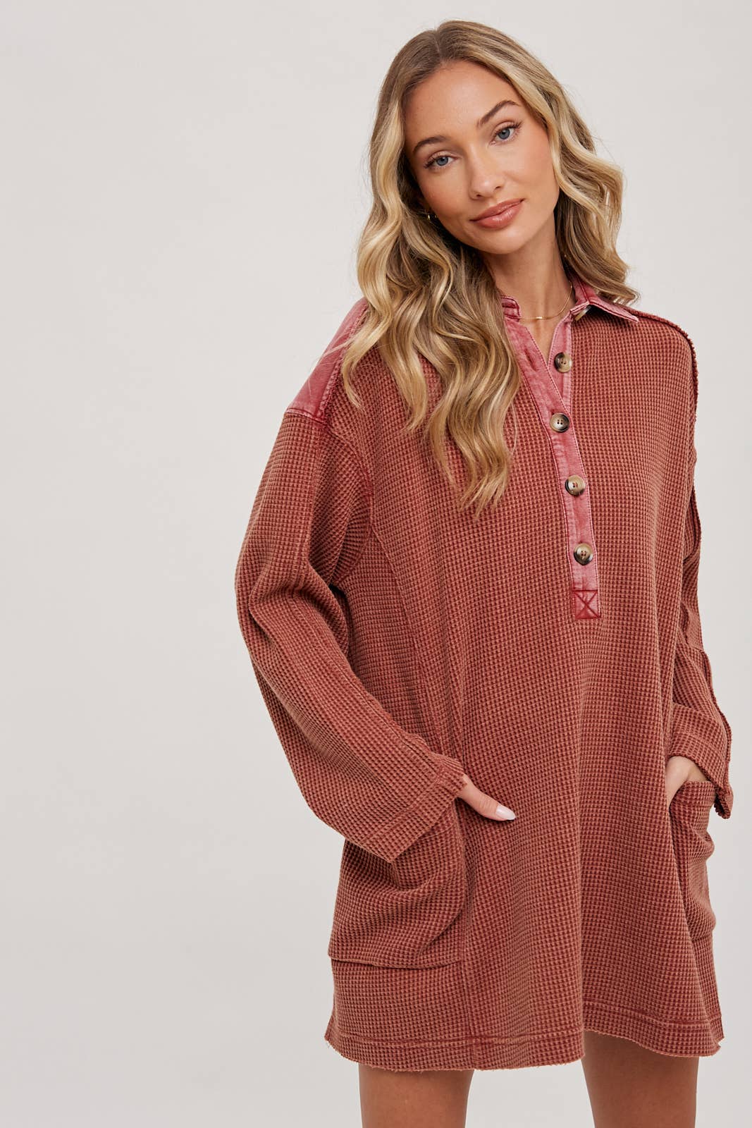 Thermal Henley Tunic Top