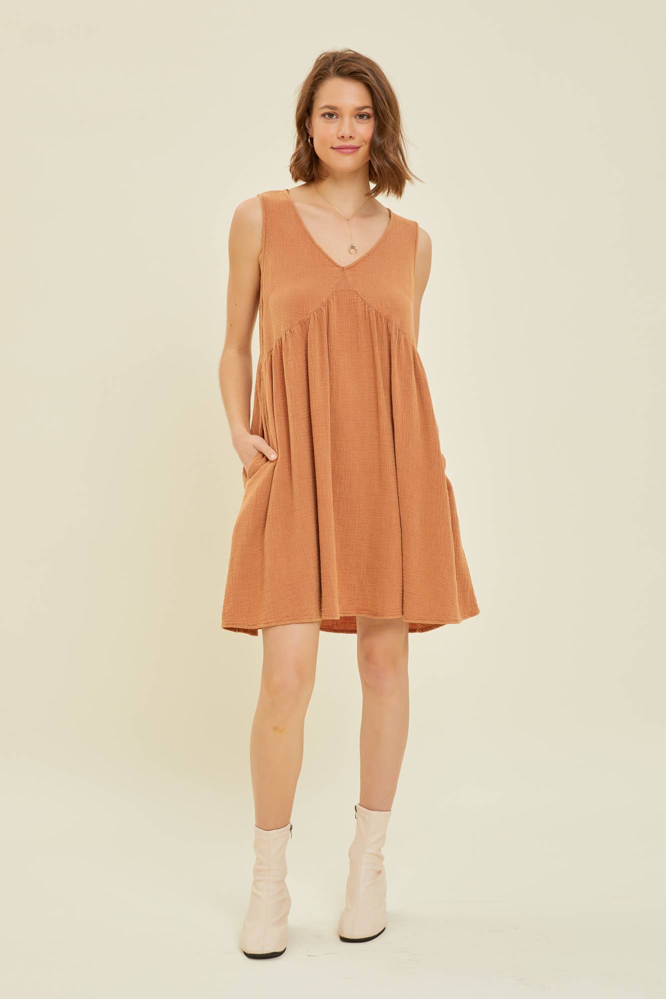 Gauze Flare Mini Dress