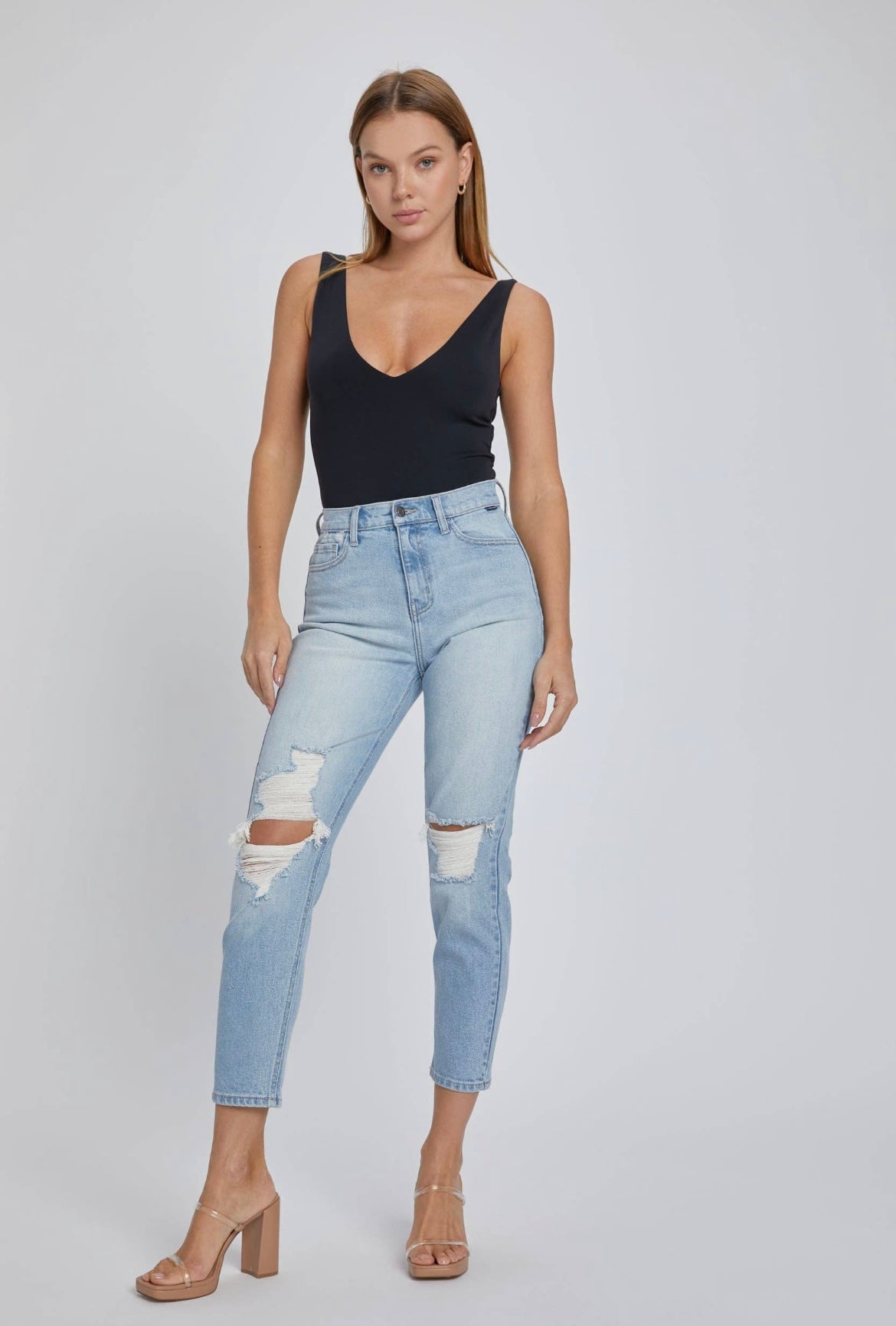 High Rise Crop Mom Jean