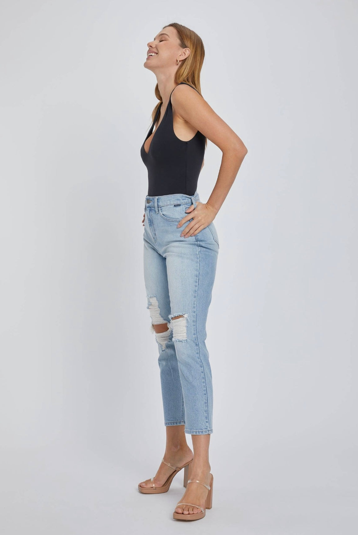 High Rise Crop Mom Jean