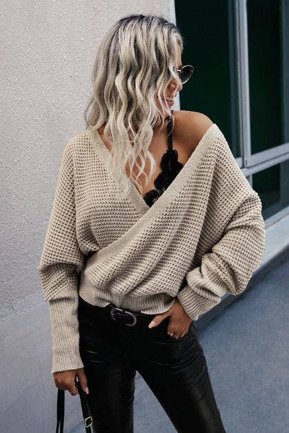 V Neck Crossover Knit