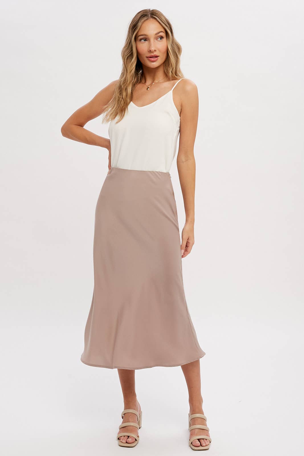 Midi Satin Slip Skirt