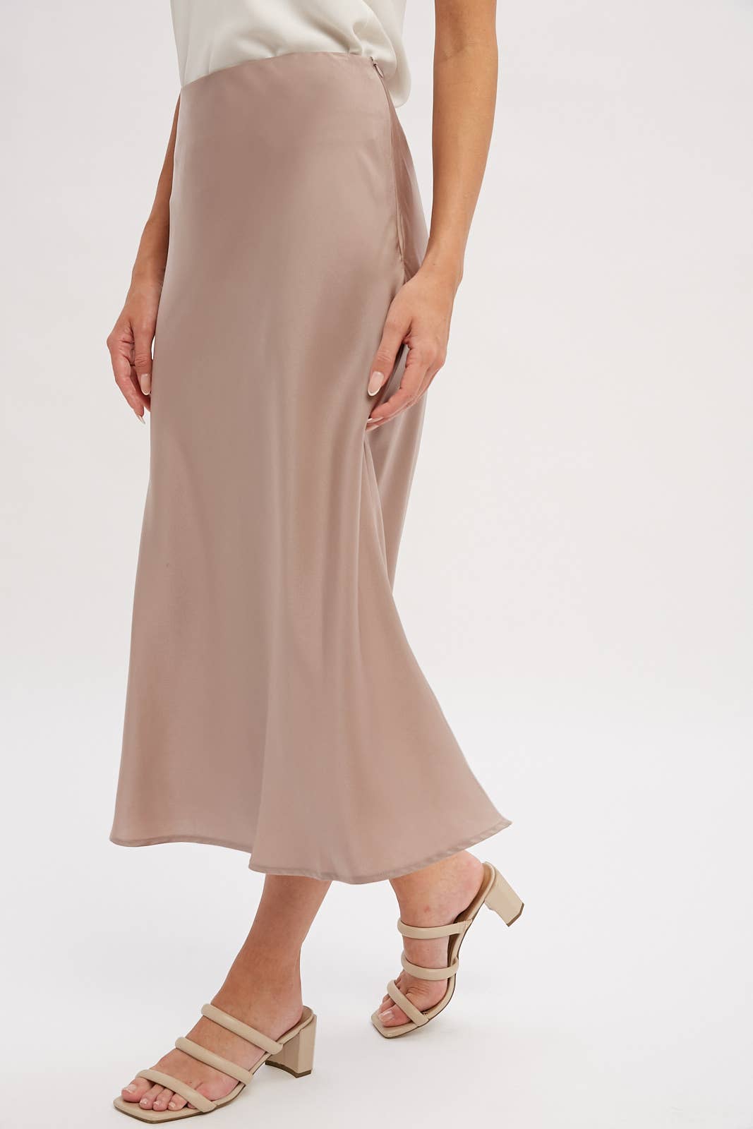 Midi Satin Slip Skirt