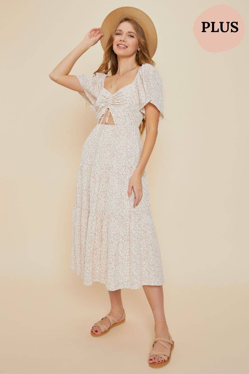 PLUS - Tiered Ruffle Midi Dress