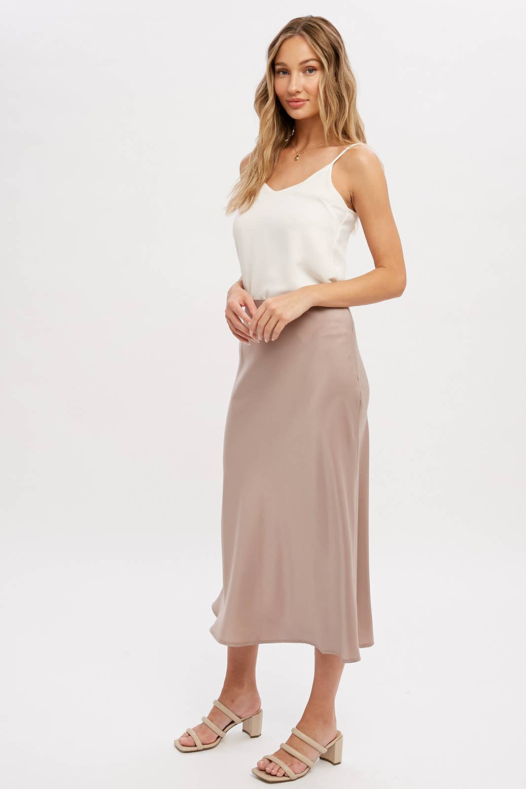 Midi Satin Slip Skirt