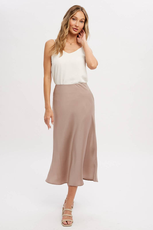 Midi Satin Slip Skirt